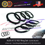AUDI A7 Ring GLOSS BLACK Front & Curve Rear Emblem Trunk Lid Logo Sign S7 RS7 G 4G8853742A 3Q7 T94 G 4H0853605B 3Q7 T94 G 4H0853605C 3Q7 T94  G 4F0853601A  3Q7 T94  G 4G8853741 3Q7 T94