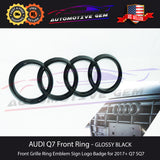 AUDI Q7 Front Grille Ring Emblem GLOSS BLACK Badge Sign Logo S line SQ7 2017+