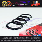 AUDI e-tron Sportback Rear Ring Emblem GLOSS BLACK Sign Logo Trunk Lid etron