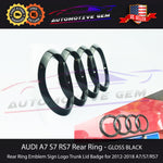 AUDI A7 S7 RS7 Trunk Emblem Curve Ring GLOSS BLACK Rear Lid Hatch Logo Badge