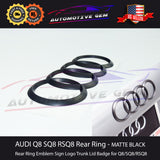 AUDI Q8 SQ8 Rear Ring Emblem MATTE BLACK Sign Logo Trunk Lid Badge S line RSQ8
