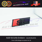 Audi S6 Front Grille Badge GLOSS BLACK Emblem S line Inscription Nameplate A6