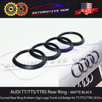 AUDI TTRS TTS TT Trunk Emblem Curve Ring MATTE BLACK Rear Hatch Logo Badge 2016+