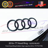 AUDI TTRS TTS TT Front Ring Hood Emblem GLOSS BLACK Logo Badge S line 2016+
