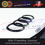 AUDI TTRS TTS TT Front Ring Hood Emblem GLOSS BLACK Logo Badge S line 2016+
