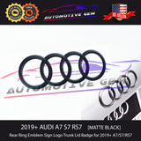 2019+ AUDI A7 Trunk Ring Emblem MATTE BLACK Rear Lid Hatch Logo Badge S7 RS7