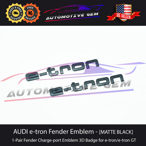 AUDI e-tron Emblem MATTE BLACK Fender Charge Port Badge Logo S Line OEM etron