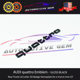 AUDI quattro Emblem GLOSS BLACK Rear Trunk Sign Logo Lid Badge OEM for etron