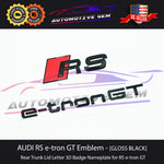 AUDI RS e-tron GT Emblem GLOSS BLACK Rear Trunk Badge Logo S Line Liftgate etron