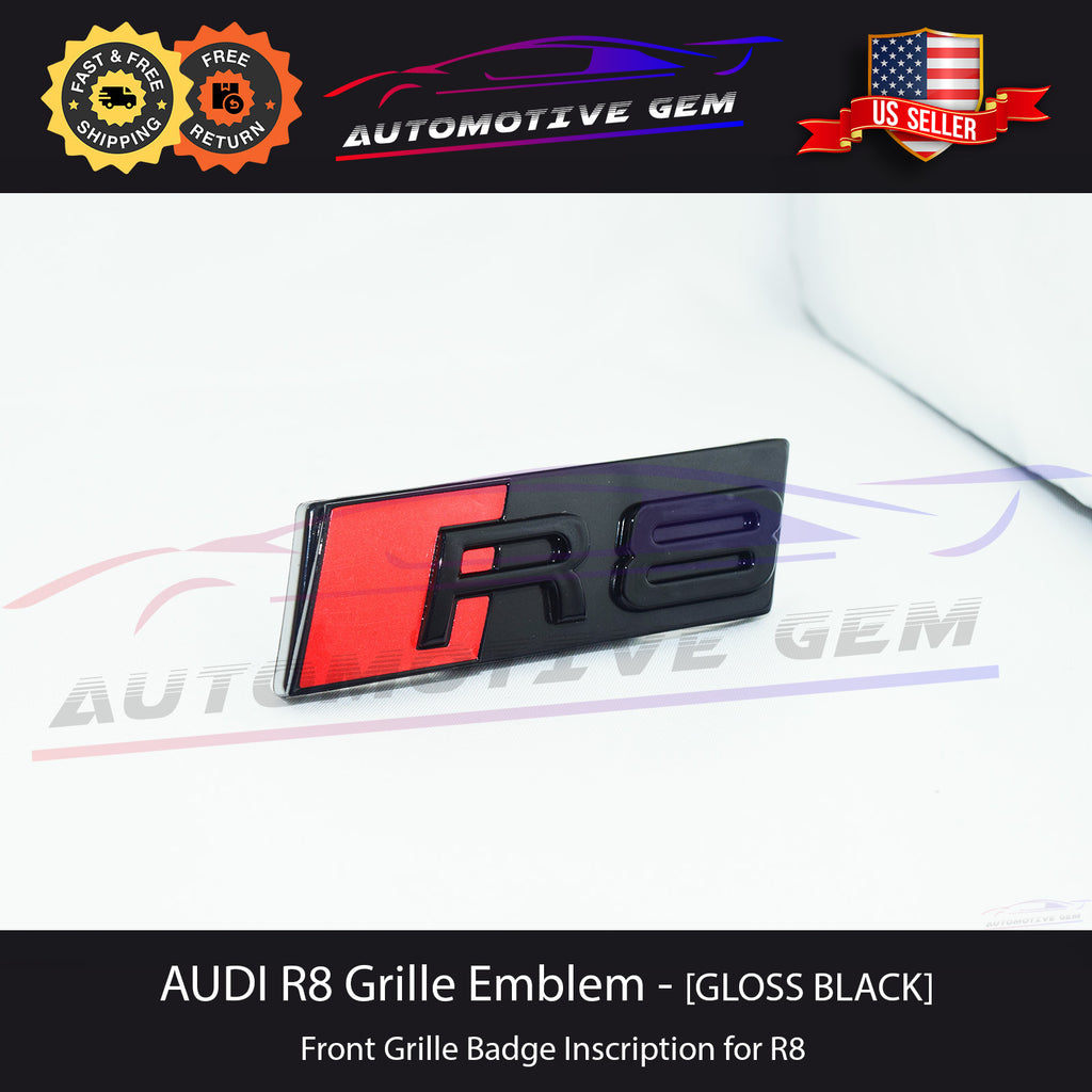 Audi R8 Front Grille Badge GLOSS BLACK Emblem S line Inscription Coupe ...