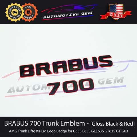 BRABUS 700 Emblem GLOSS BLACK RED Rear Trunk Luggage Lid Logo Tailgate Badge AMG