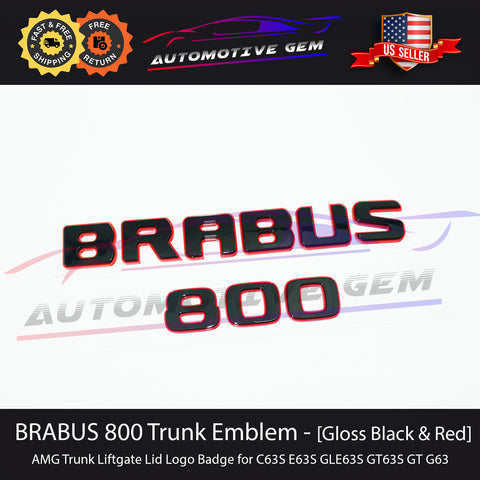 BRABUS 800 Emblem GLOSS BLACK RED Rear Trunk Luggage Lid Logo Tailgate Badge AMG