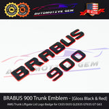 BRABUS 900 Emblem GLOSS BLACK RED Rear Trunk Luggage Lid Logo Tailgate Badge AMG