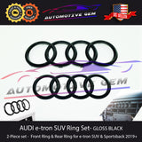 AUDI e-tron Ring GLOSS BLACK Front Grille & Trunk Rear Emblem Badge Logo G 4KE853605 3Q7 T94 G 4KE853742 3Q7 T94 G 4K4853742 3Q7 T94