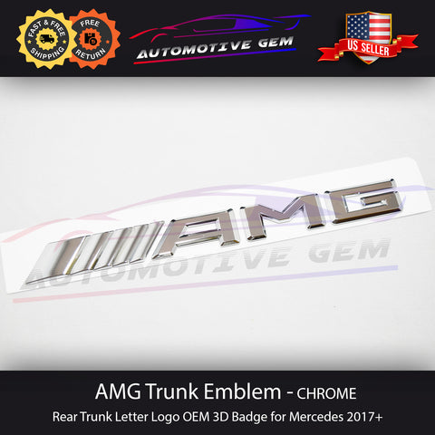 AMG Emblem CHROME Rear Trunk Lid Badge Letter Logo OEM 3D Flat Mercedes Benz