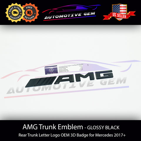 AMG Emblem GLOSS BLACK Rear Trunk Lid Badge Letter Logo OEM 3D Flat Mercedes Benz G A0008170414 G A2058172001 G A2228174700