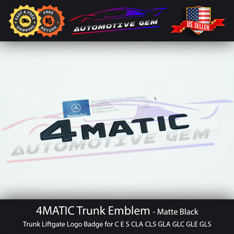 OEM 4MATIC Emblem Matte Black AMG Letter Trunk Logo Badge Sticker Mercedes