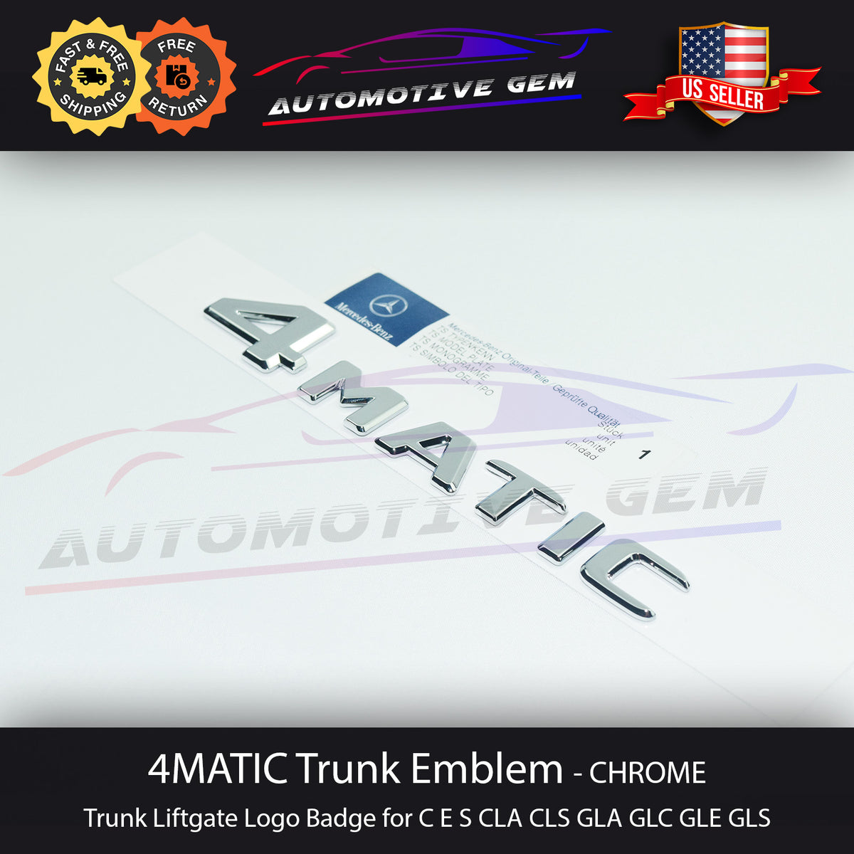 OEM 4MATIC Emblem Chrome AMG Letter Trunk Logo Badge Decoration Sticke ...