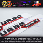 TURBO 4MATIC Fender AMG Emblem RED & BLACK Logo Badge for Mercedes A35 A45 CLA35 GLA35 GLA45 GLB35