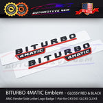 BITURBO 4MATIC AMG Emblem Fender RED & BLACK Badge Logo for Mercedes C43 E43 GLC43 GLE43 A2058172501