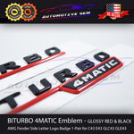BITURBO 4MATIC AMG Emblem Fender RED & BLACK Badge Logo for Mercedes C43 E43 GLC43 GLE43