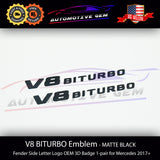 OEM V8 BITURBO Emblem AMG Fender MATTE BLACK Badge Logo for Mercedes C63 E63 G63 S63 GLE63 GLS63 GT