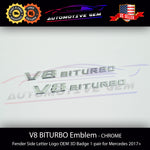 OEM V8 BITURBO Emblem AMG Fender CHROME Badge Logo for Mercedes C63 E63 G63 S63 GLE63 GLS63 GT