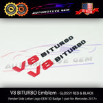 OEM V8 BITURBO Emblem AMG Fender RED BLACK Badge Logo for Mercedes C63 E63 G63 S63 GLE63 GLS63 GT