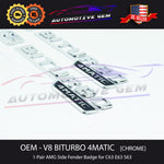 OEM V8 BITURBO 4MATIC AMG Emblem Fender CHROME Badge Logo for Mercedes C63 E63 S63