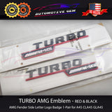 OEM TURBO AMG Emblem Fender RED & BLACK Badge Logo Sticker for Mercedes CLA45 GLA45 A45 A1768170315