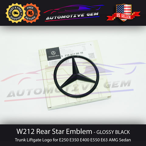 W212 SEDAN AMG E63 Mercedes BLACK Star Emblem Rear Trunk Lid Logo Badge E350 E400 E550 2128170016
