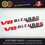 V8 BITURBO 4MATIC+ Plus AMG Fender Emblem RED & BLACK for Mercedes E63 S63 GT63 GLC63 GLE63 GLS63