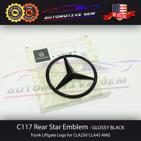 W117 C117 CLA45 AMG Mercedes BLACK Star Emblem Rear Trunk Lid Logo Badge CLA250 1178170016