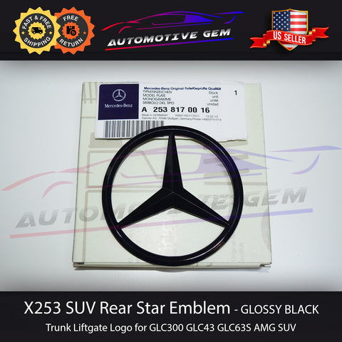 X253 SUV GLC63S AMG Mercedes BLACK Star Emblem Rear Trunk Lid Logo Badge GLC300 2538170016
