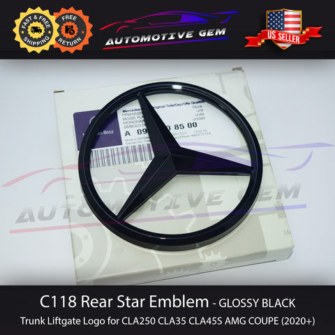 C118 CLA35 AMG Mercedes BLACK Star Emblem Rear Trunk Lid Logo Badge CLA250 CLA45S 0998108500