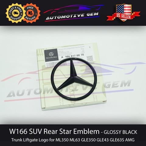 W166 SUV GLE63S AMG Mercedes BLACK Star Emblem Rear Trunk Lid Logo Badge ML63 GLE350 1668170016