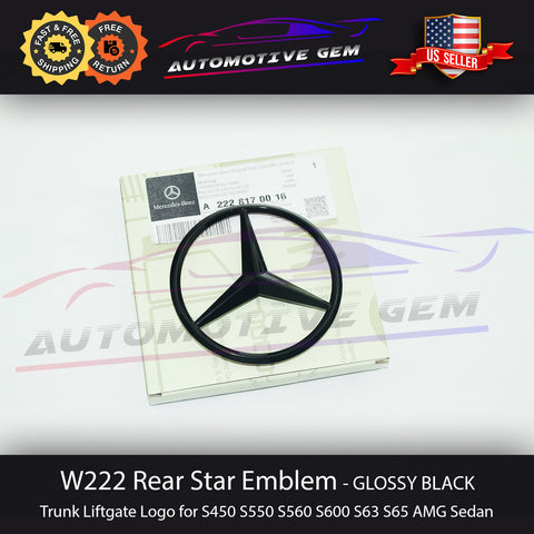 W222 SEDAN S63 AMG Mercedes BLACK Star Emblem Rear Trunk Lid Logo Badge S550 S560 2228170016