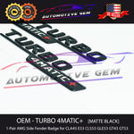 OEM TURBO 4MATIC+ Plus AMG Fender Emblem Badge MATTE BLACK Mercedes E53 GLE53 GT43 GT53