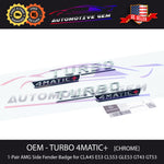 OEM TURBO 4MATIC+ Plus AMG Fender Emblem Badge CHROME Mercedes E53 GLE53 GT43 GT53 A2478174700