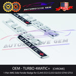 OEM TURBO 4MATIC+ Plus AMG Fender Emblem Badge CHROME Mercedes E53 GLE53 GT43 GT53
