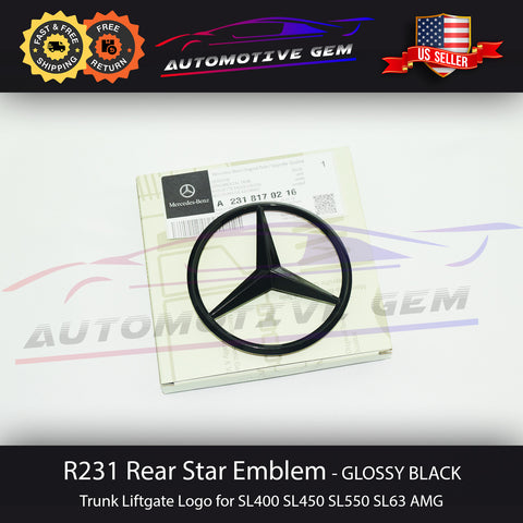 R231 SL63 AMG Mercedes BLACK Star Emblem Rear Trunk Lid Logo Badge SL450 SL550 SL65 2318170216