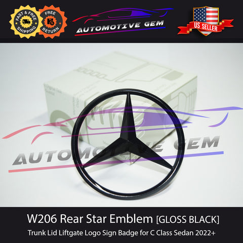W206 SEDAN AMG C63S Mercedes BLACK Star Emblem Rear Trunk Lid Logo Badge C300 2022+ A2068171600