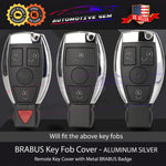 BRABUS Emblem Key Fob Cover Remote Housing Casket Aluminum Silver Mercedes