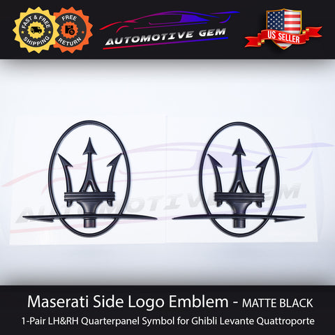 Maserati Side Logo Emblem Matte Black Quarterpanel Badge Ghibli Quattroporte