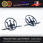 Maserati Side Logo Emblem LH&RH Glossy Black Quarterpanel Badge Sticker