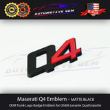 Maserati Q4 Emblem Matte Black Logo Trunk Emblem Badge Ghibli Quattroporte OEM
