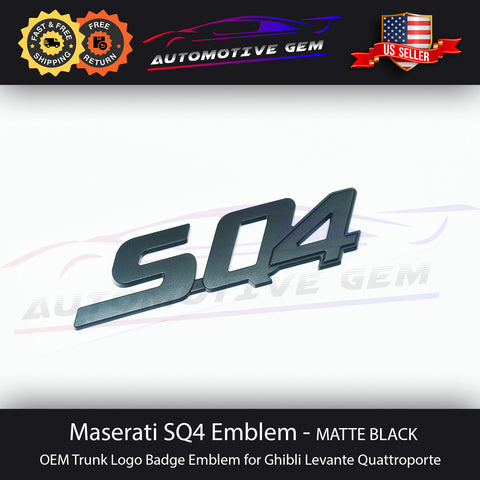 Maserati SQ4 Emblem Matte Black Logo Trunk Emblem Badge Ghibli Quattroporte OEM
