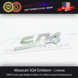 Maserati SQ4 Emblem Chrome Logo Trunk Emblem Badge Ghibli Quattroporte OEM