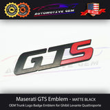 Maserati GTS Emblem Matte Black Logo Trunk Emblem Badge Ghibli Quattroporte OEM