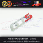 Maserati GTS Emblem Chrome Red Logo Trunk Emblem Badge Ghibli Quattroporte OEM